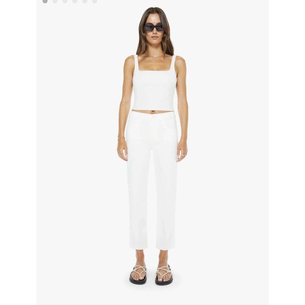 Mother The Newbie Ankle Fray Jeans Fairest Of Them All White 28 NEW